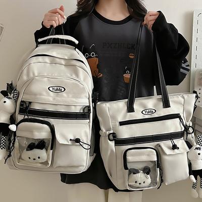 Schooltas voor Kinderen Basisschoolleerlingen Meisjes Middelbare Schoolleerlingen Rugzakken met Grote Capaciteit Kleurblokkering Rugzakken