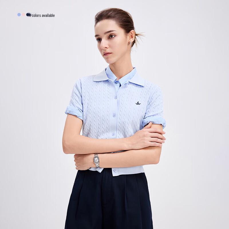 Navigare Women's Polo Short Sleeve Knit Cardigan