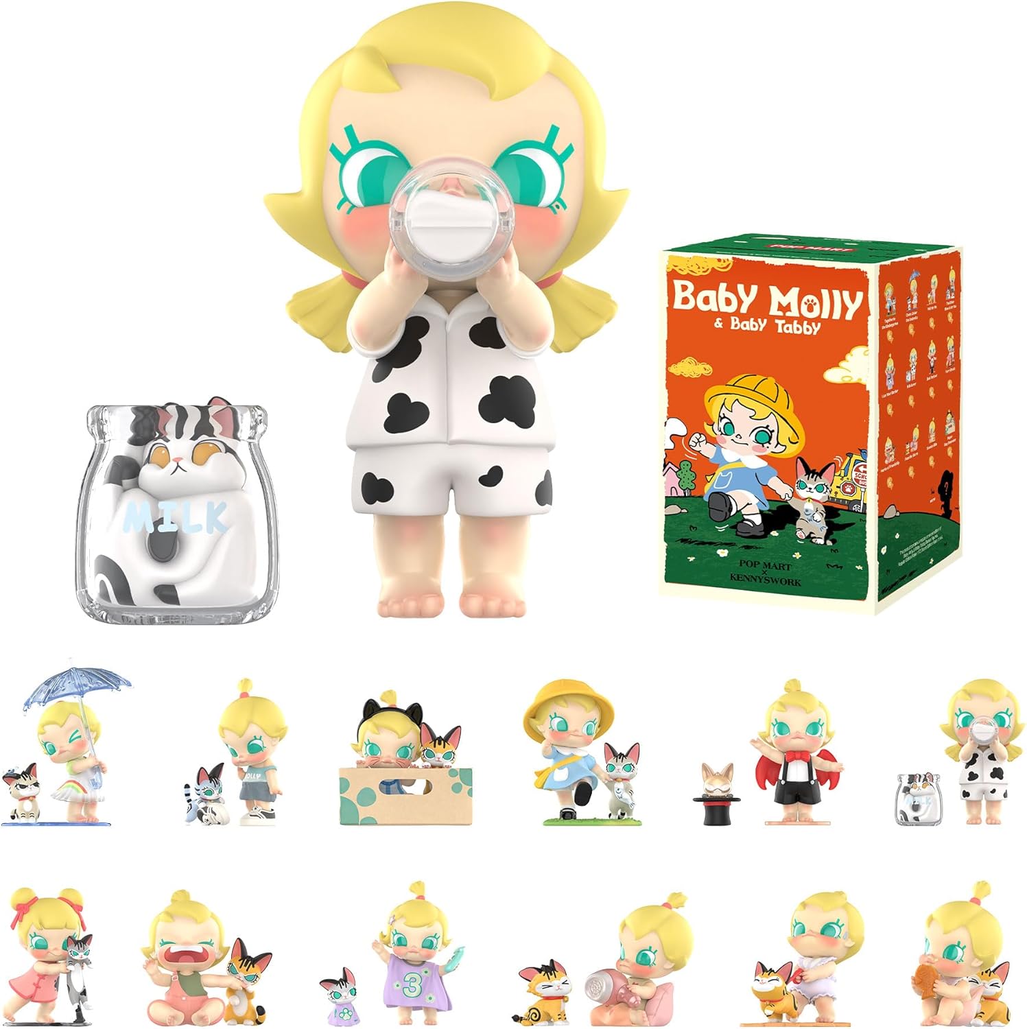 

POP MART Baby Molly & Baby Tabby Series Figures Blind Box Figures, Holiday Birthday Gifts for Girls and Boys, Single Box