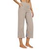 Women Cropped Pants High Waisted Straight Wide Leg Casual Pants with Pockets Loose Fit Vacation Office Trousers