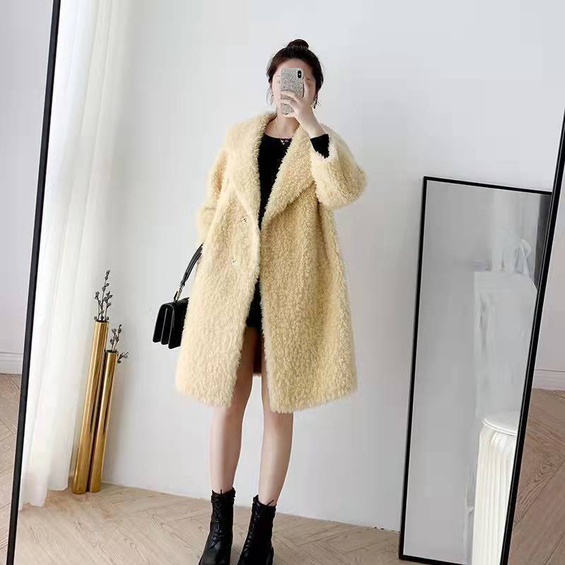 Women's Thick Warm Fur Coat Mid-length Fashion Clothes for Winter