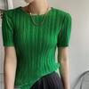Miyake 2023 Women's Summer Pleated Short Sleeve Slimming T-Shirt with Round Neck and Hollow Out Design