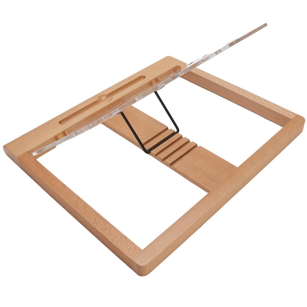 Tablet Stand with Pencil Slot 5 Angles Settings Wood Desk Tablet Holder for Drawing Reading Typing