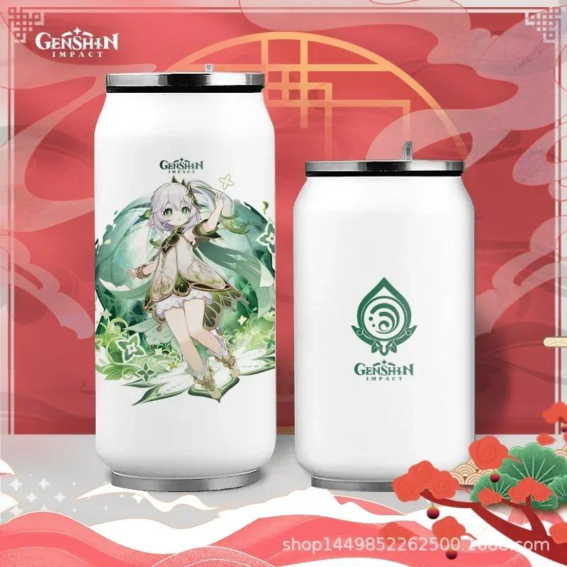 Anime Genshin Impact Thermos Bottle Stainless Steel Coffee Mup Zhongli Klee Portable Water Cup Drinking Bottle Thermos Flask