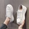 Genuine Leather Shoes Women Sneakers Flat Fashion Brand Ladies White Shoes Soft Comfortable Thick Sole 3cm