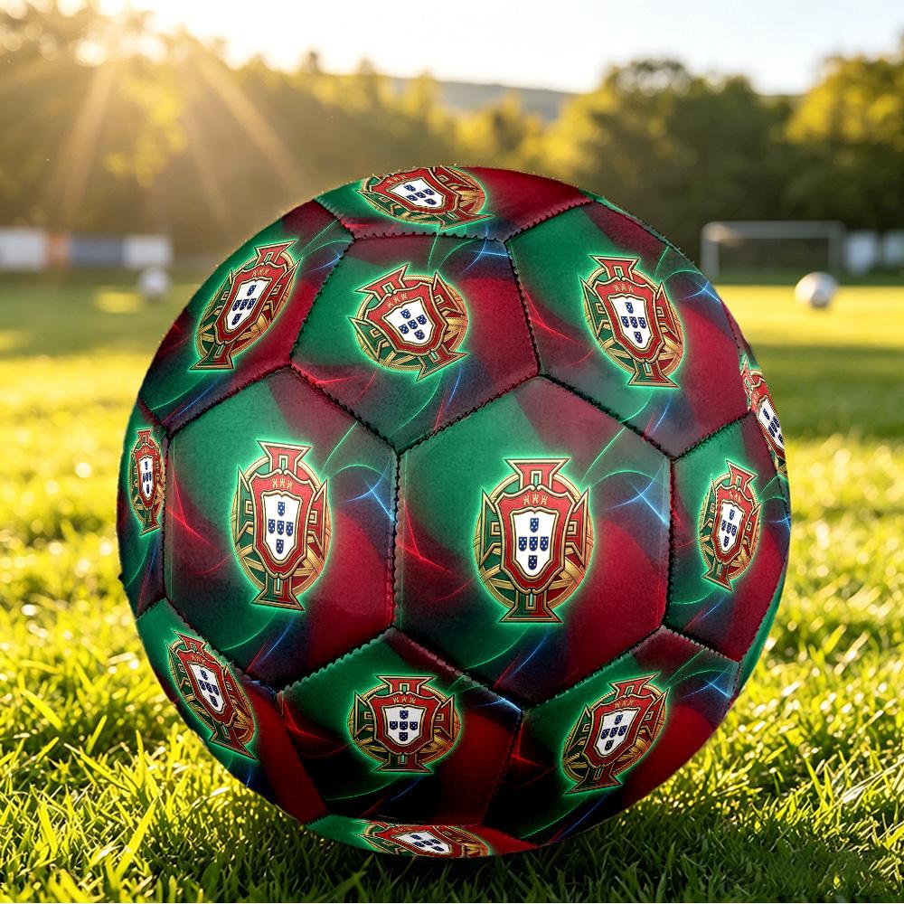 Portugal Football Printed Size 5 Soccer Ball Wear Resistant Standard Adult Training Football Fan Gift for Indoor Outdoor Match Sports