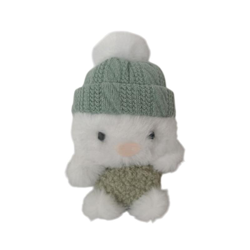 Mini Bunny Hug Cute Easter Gift Plush Bunny With Knitted Hat And Pom Pom Soft Pocket Emotional Support Rabbit With Gift Box Card