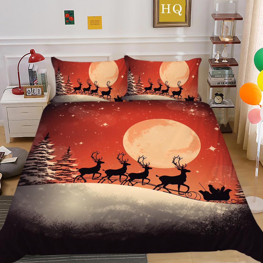 Christmas Printed Bed Cover King Size Polyester Home Textiles Teens Girl Cartoon Superior Bedroom Decor