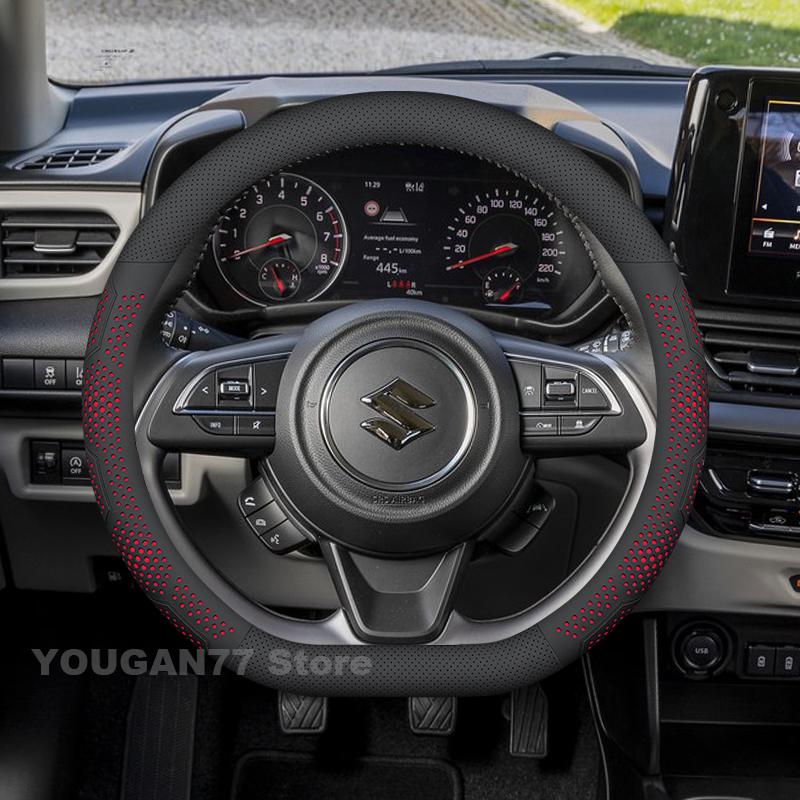 Leather Car Steering Wheel Cover For Suzuki Swift 2024 2028-2022 2023 Auto Steering Wheel Suzuki Fronx 2025 Accessories
