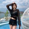 Korean Swimsuit Female Student Sexy Blouse Covers Belly To Show Slimming Split Three-piece Set Conservative Small Chest High Waist Quick-drying