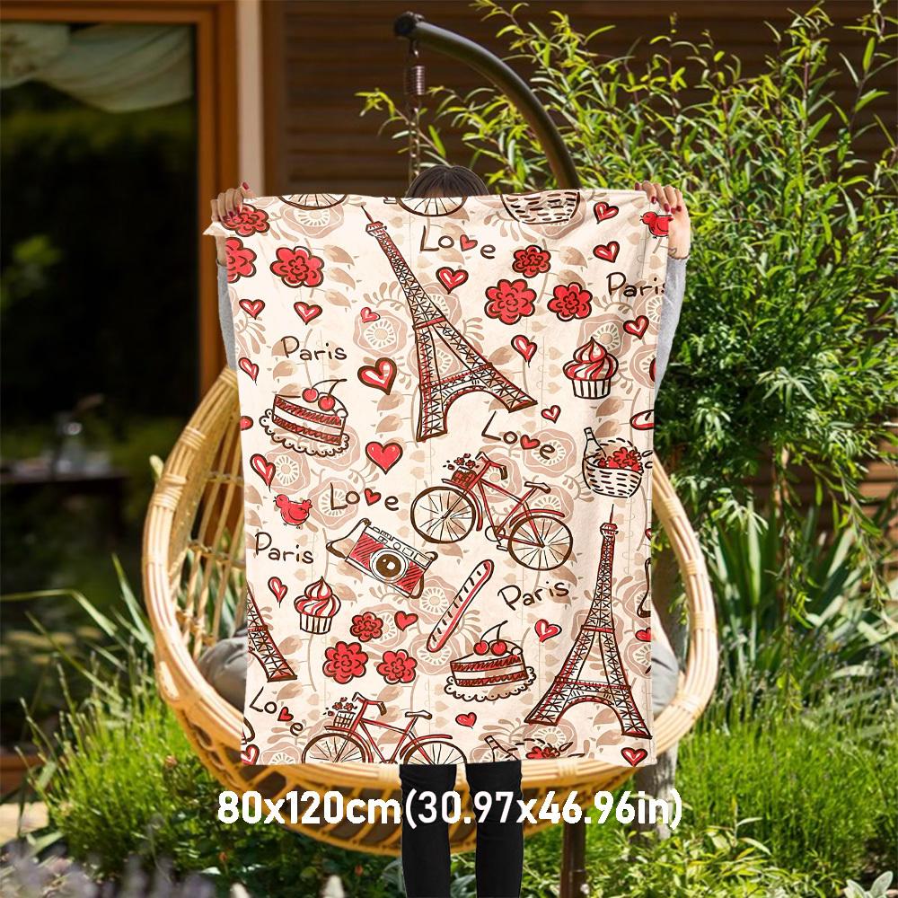 

1pc Paris Love Outdoor Flannel Blanket Soft Warm All-Season Throw for Sofa Bed Car Camping Office, Cozy Gift Idea1213S 80x120cm(31x47inch)