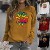 Sunflower Print Women's Round Neck Hoodie