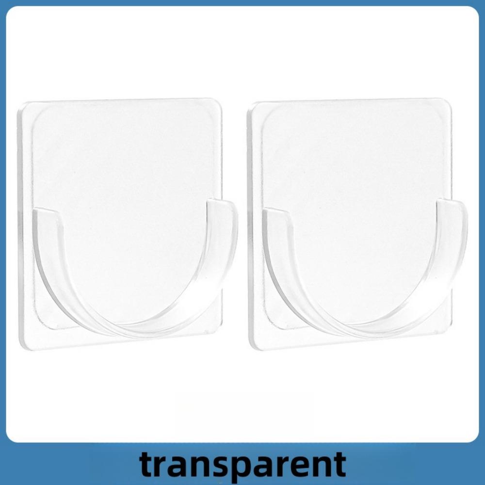 2/4/6 Pcs Non Perforated Curtain Rod Fixing Seat, Strong Adhesive Multifunctional Transparent Hook, Semi-circular Fixing Groove