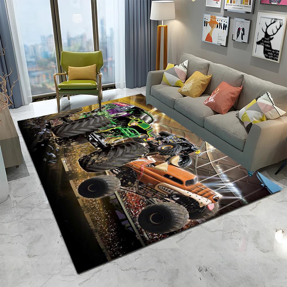 Covor 3D Monster Jam Monster Truck Desen Animat pentru Casă Living Dormitor Canapea Covoraș Decor, Covor pentru Copii Covoraș de Podea Antiderapant