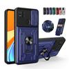 Slide Camera Lens Card Holder Case For Xiaomi Redmi Note 11 10 9 Pro 11S 10S 9S 10C 9AT Poco X3 NFC X4 M4 M3 Pro Military Grade Detachable Armor Cover