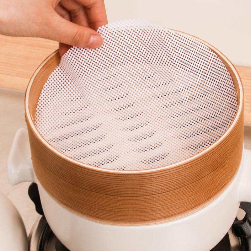 5Pcs Non-Stick Steamer Mat Dim Sum Tool Food Grade Silicone Kitchen Under Steamers Mat Cooking Accessories Eco-Friendly Cookware