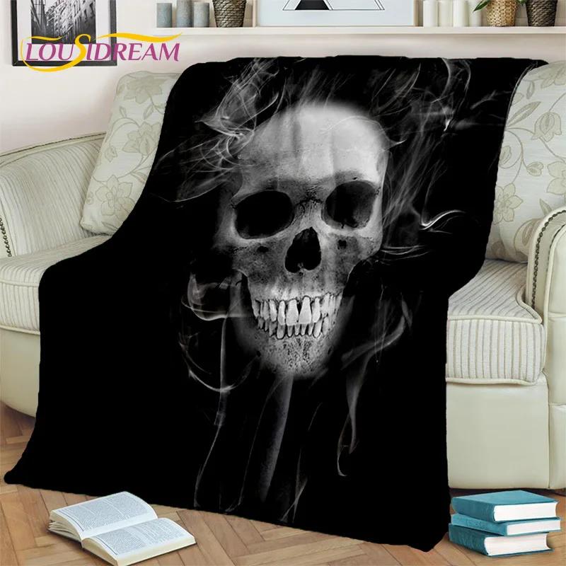 Horror Gothic Skull Ghost Cartoon  Blanket,Soft Throw Blanket for Home Bedroom Bed Sofa Picnic Travel Office Cover Blanket Kids