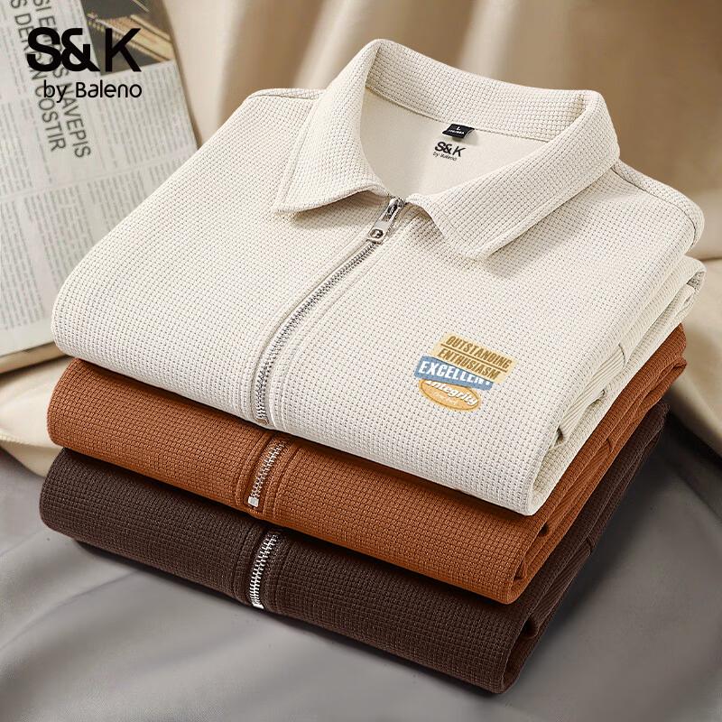 Męska bluza polo Baleno S&K z dzianiny waflowej