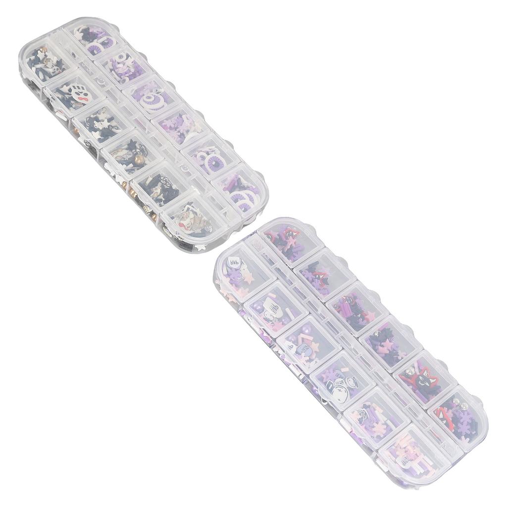 2 Box Salon 3D Skull Pattern Nail Art Slices Clay Halloween Nail Art Sequins Party Decoration for Women