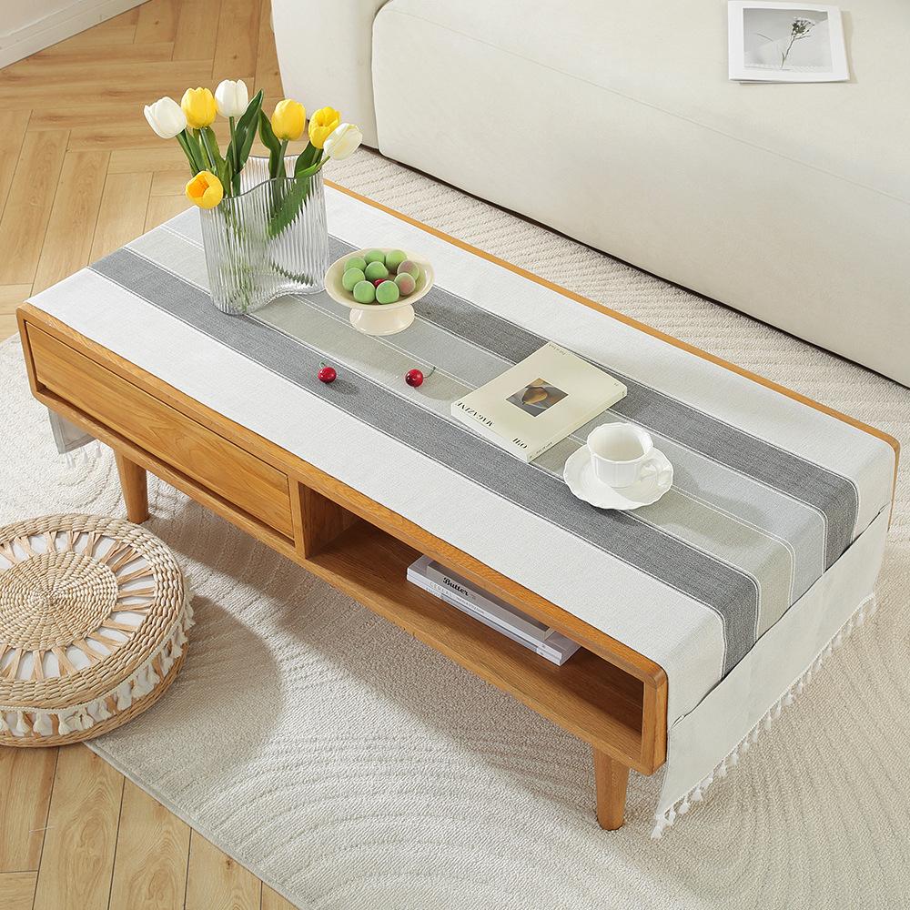 Rectangle Tablecloth Coffee Table Mat Table Mat Fabric Embroidery Jacquard Tassel Household Dust Cover