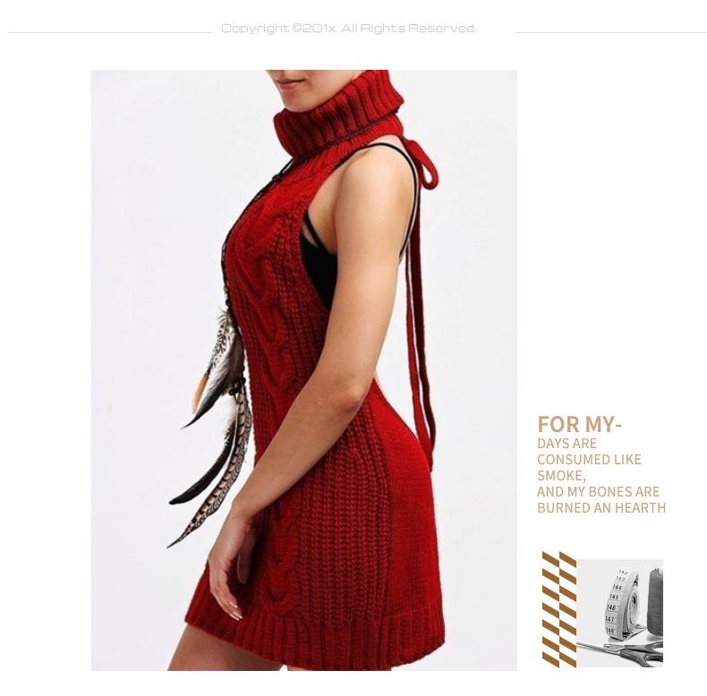 2025 Spring Sexy Backless Knitted Pullover Women’s High Neck Sleeveless Sweater Girl Bun Cos