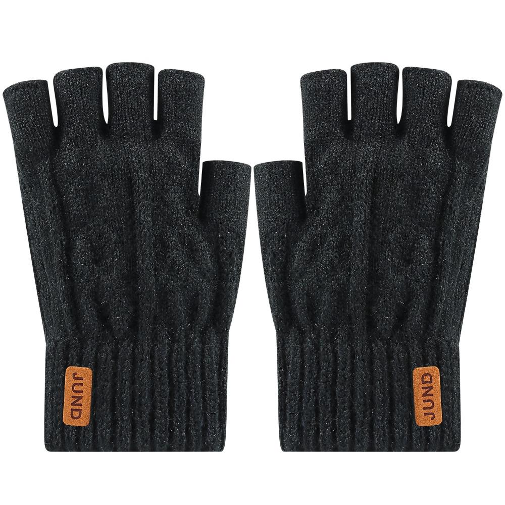 

Fleece Lined Half Coverage Gloves Knit Half Finger Gloves Warm Knitted Fingerless Gloves Winter