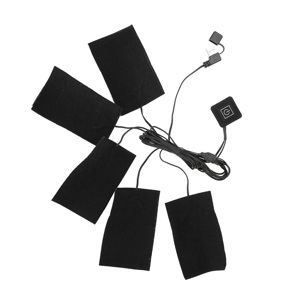 USB Electric Clothes Five Heater Pads Heating Element Adjustable Temperature Warmer Tool