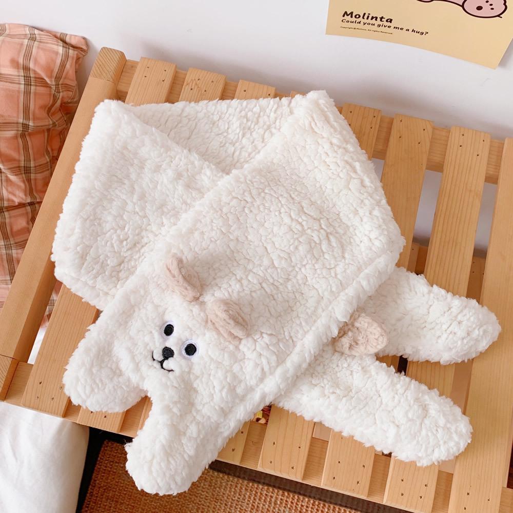 Korean Style Cute Blush Rabbit Plush Scarf: Women's Sweet, Warm, Thickened Lamb Wool Neck Warmer