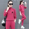 Sporty Casual Set for Women - Spring/Autumn Loose Large-sized Student Long-sleeved Running Suit Set of Two Pieces