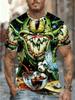 Men'S Graphic Print T-Shirt - Soft And Breathable, Cartoon Food with Creepy Creature Design, Trendy Summer Essential Men'S Stylish Casual Round-Neck