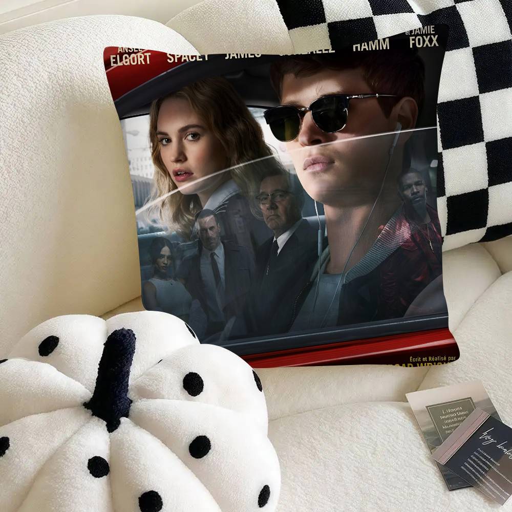 Baby Driver Classic Action Movie Game Pillow Case Square Pillow Bedroom Sofa Leisure Comfort Cushion Car Home Decoration 16x16Inch