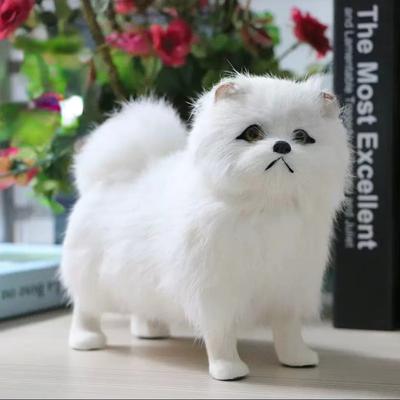 20cm ręcznie robiony szczeniak, prawdziwa zabawka pluszowa, słodki biały pies pomeranian, model zwierzęcia, zabawka, wystrój domu, urodziny, prezent na Boże Narodzenie