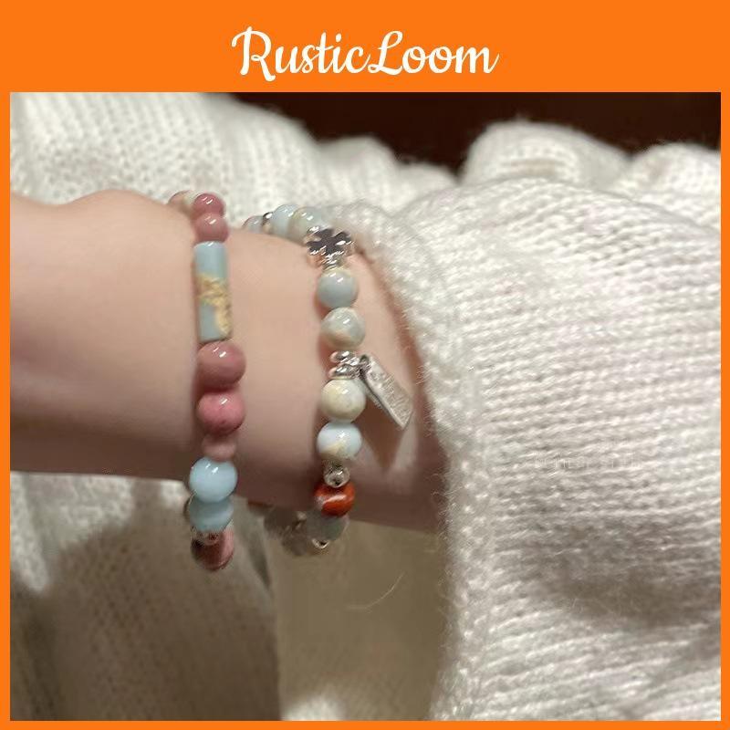 Ethnic Vintage Style Ceramic Bracelet With Cross And Sphere Design For Couples