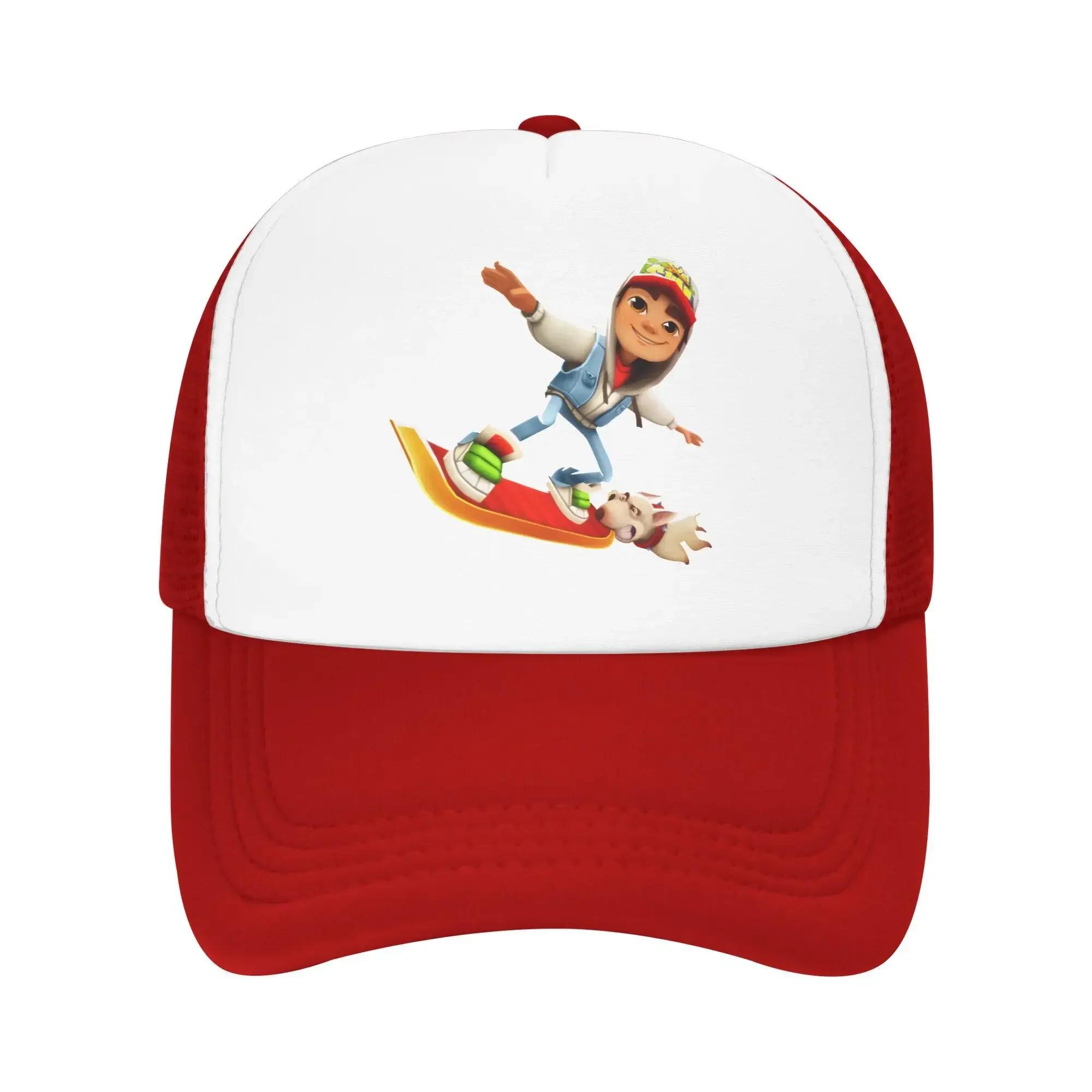 

Subway Surfers Game Mesh Baseball Cap Men Women Trucker Worker Cap Hat Adjustable Polyester Golf Hats Autumn Trucker Caps as shown