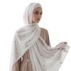 Embroidery Floral Headscarf Solid Color Muslim Headscarf Elegant Long Scarf  Women