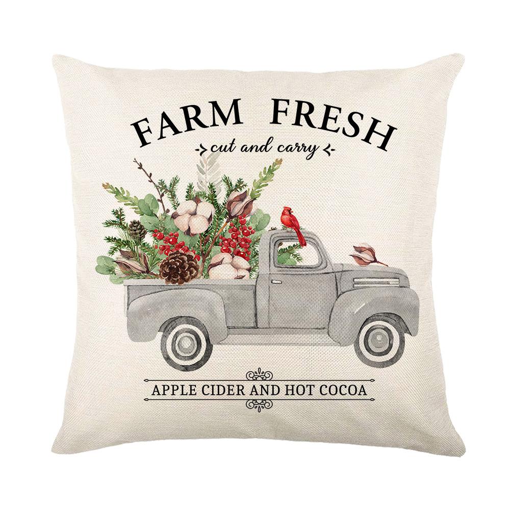 Christmas Plant Flower Pillow Cover Polyester Home Letter Print Sofa Cushion Cover Pillow