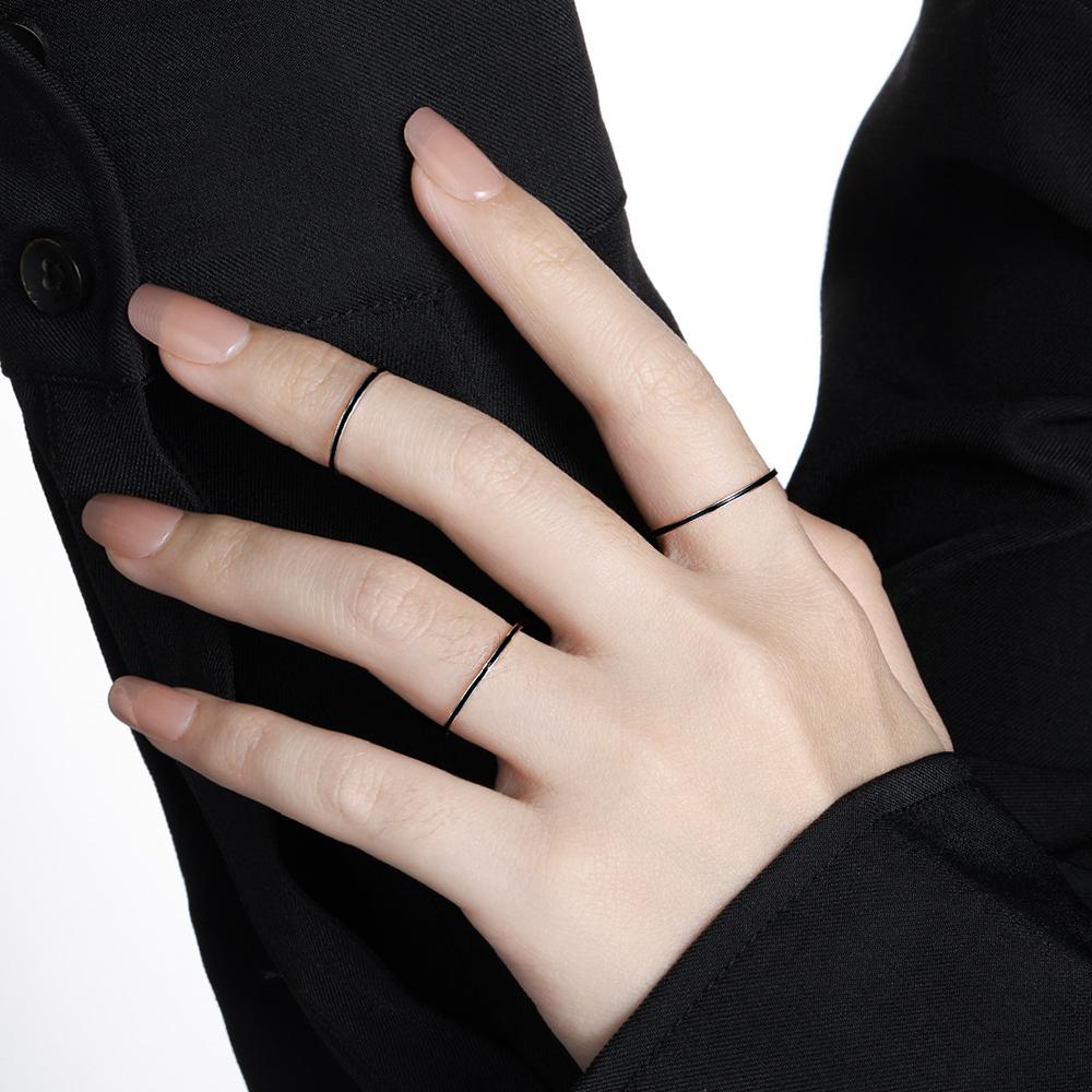 YIZIZAI Echter 925er Sterlingsilber Einfacher Dünner Emaille Roter Schwarzer Fingerringe Für Frauen Hochzeits Schmuck Geschenke