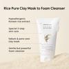 THANKYOU FARMER Rice Pure Clay Mask To Foam Cleanser (150ml) 2-in-1 Korean Rice Face Mask & Foam Face Wash For Deep Cleansing, Pore Care, Sebum Co
