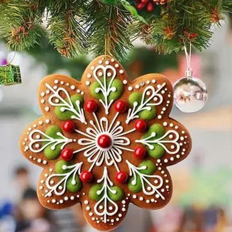 Christmas Hanging Ornaments 2D Snowflake Acrylic Flat Christmas Pendant Xmas Tree Wreath Decorations Home New Year Party Decor