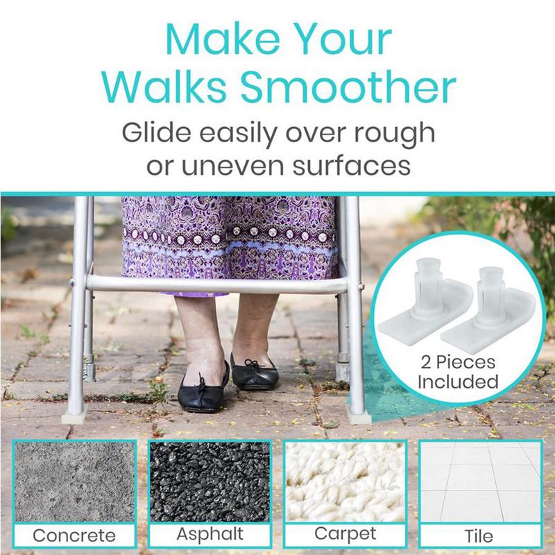 Walker Skis Senior Walking Frame Feet Mat Heavy Duty Walking Frame Foot Pad 2 Pieces For Leg Injury Seniors Elderly Use