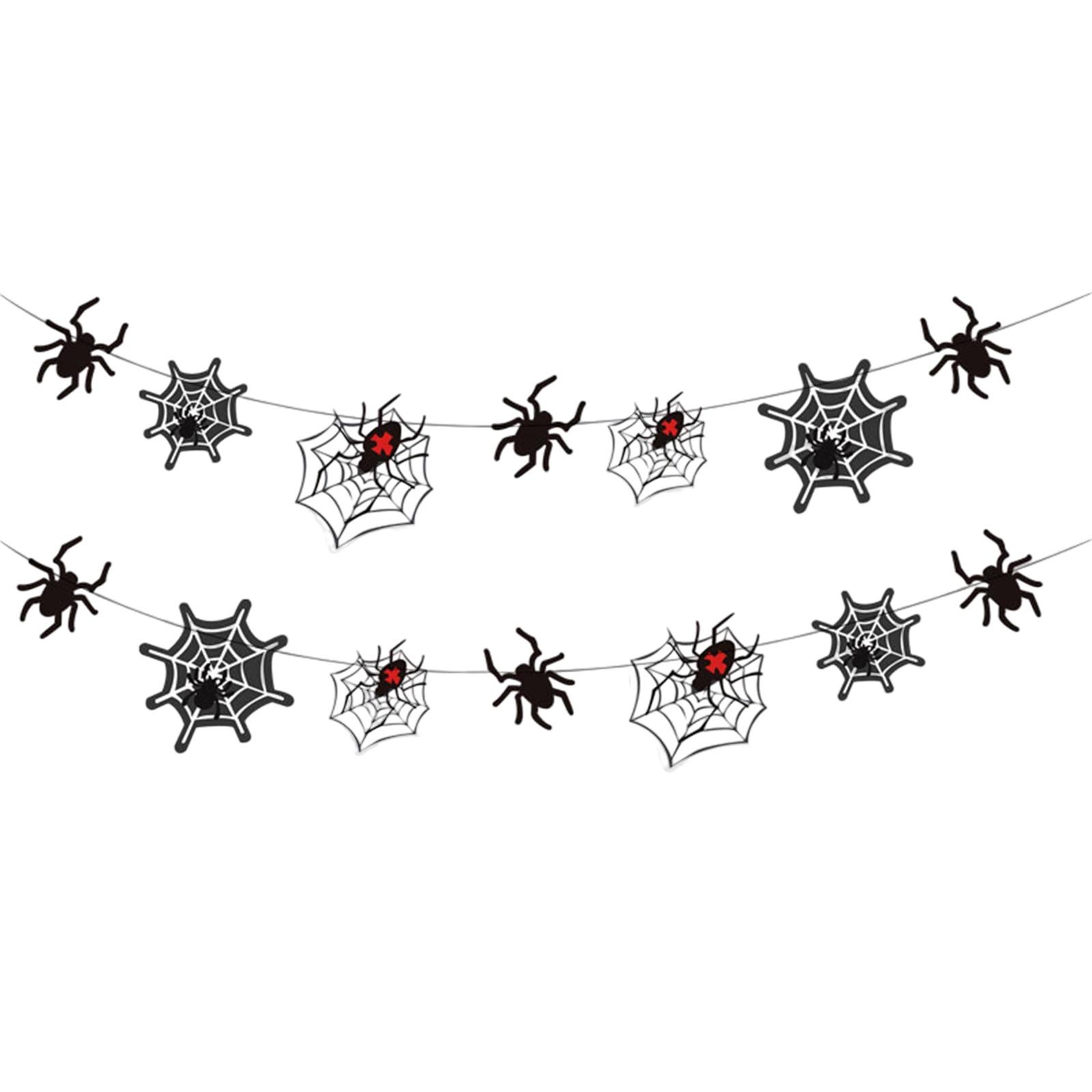 

Гирлянда из баннеров на Хэллоуин, черная блестящая паутина-гирлянда - украшения для вечеринки на Хэллоуин, декор в виде паука на Хэллоуин, декор для подвесных баннеров. One Size