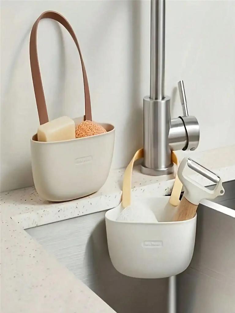 1Pcs Lightweight Plastic Kitchen Sink Storage Box with Drainage - Brush and Sponge Holder, Easy To Install, No Power Supply Required, Kitchen Sin