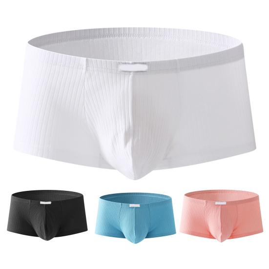 Boxer da uomo, intimo, vita bassa, tinta unita, pantaloncini a coste, slip, asciugatura rapida, convessi a U, mutandine sottili
