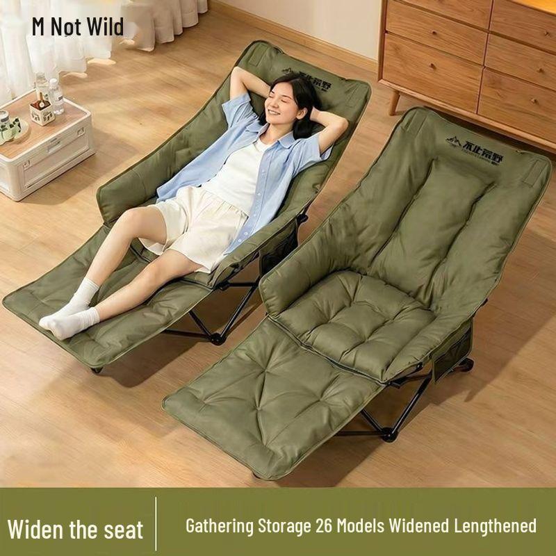 Portable Padded Folding Lounger with Footrest: Reclining Camping Chair for Outdoors