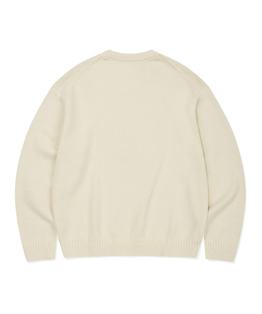 WACKY WILLY Embossed Logo Pullover Sweater Cream