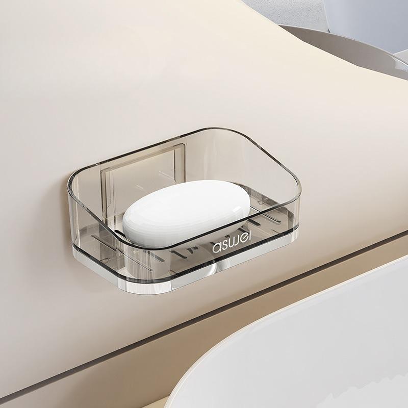 Household Draining Soap Rack, Soap Box, Bathroom and Toilet Wall-mounted Double-layer Soap Box, Non-drilling Storage Rack