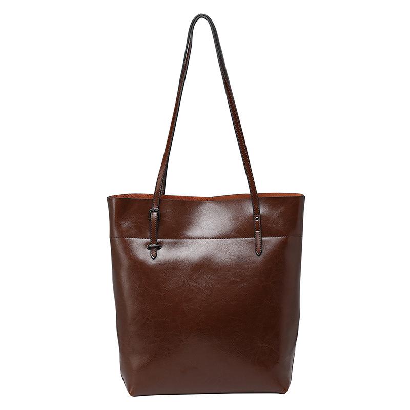 Big Bag Commuter Premium Leather Portable Shoulder Bag Women's Niche Large Capacity Women's Cowhide Tote Bag