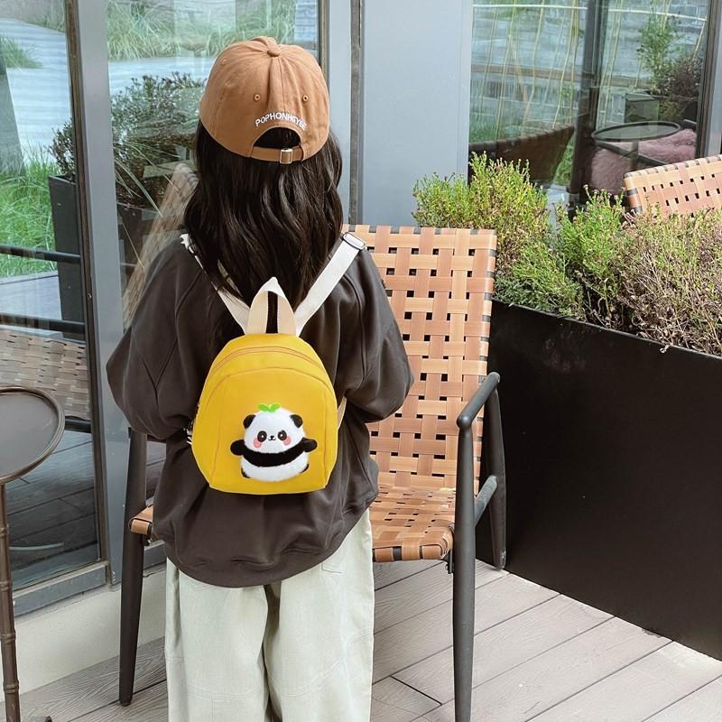 Panda Fashionable Plush Backpack For Boys And Girls Featuring Cute Design Cartoon