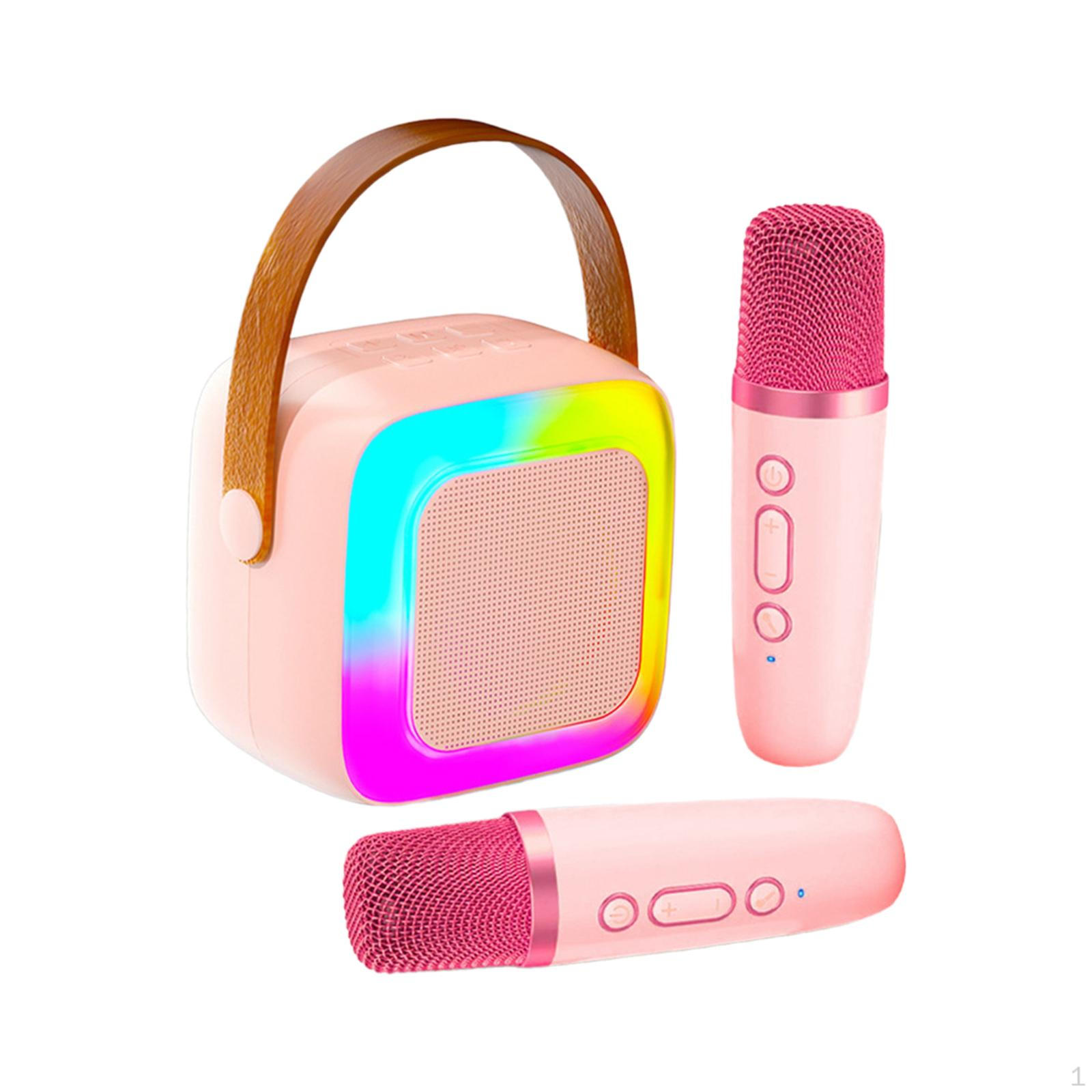 

Караоке-машина для детей, музыкальный проигрыватель, игрушка с 2 микрофонами и разноцветными огнями для кемпинга