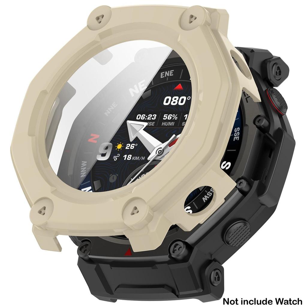 Glass + Case for Amazfit T-Rex 3 Pro Anti-scratch Screen Protector Tempered Glass Film+Bumper Silicone Protective Cover Accessories